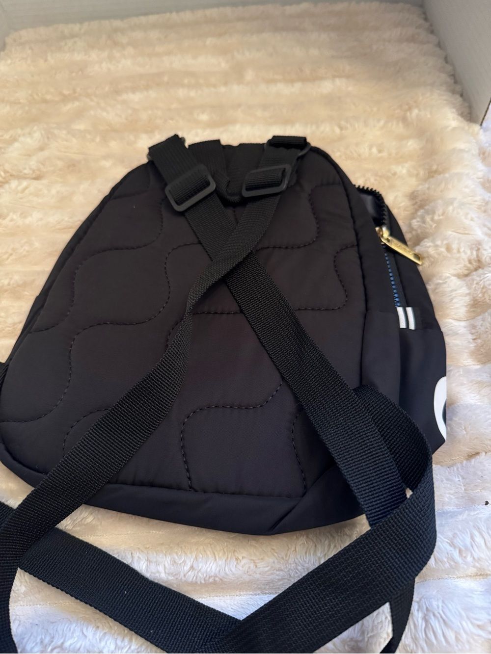 adidas Black mini Backpack with White Logo and Gold Zippers - Picture 2 of 5